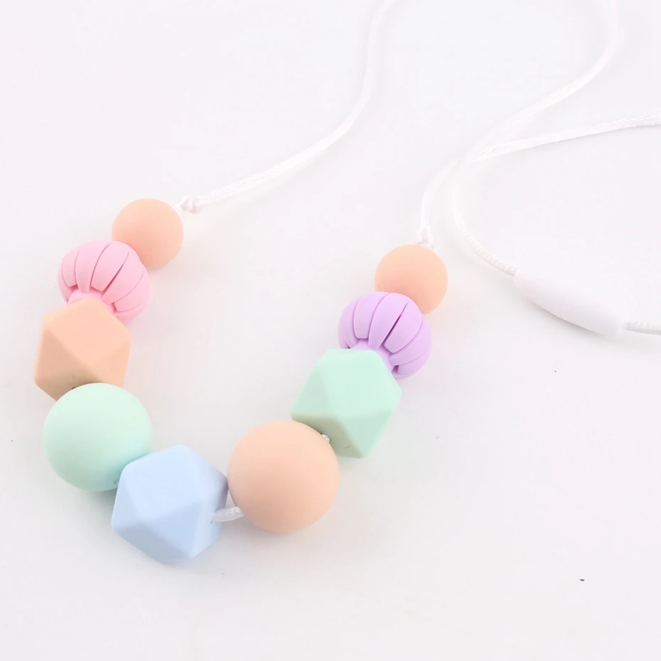 

Let's make Silicone Necklace DIY Silicone Beads Teething Necklace BPA Free Teething Toys For Baby Teether Fashion Jewelry