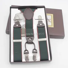 Армейский человек подтяжки модные подтяжки Подарочная коробка регулируемый 4 зажимы подтяжки мужской подарок Жених/свадебная одежда аксессуары