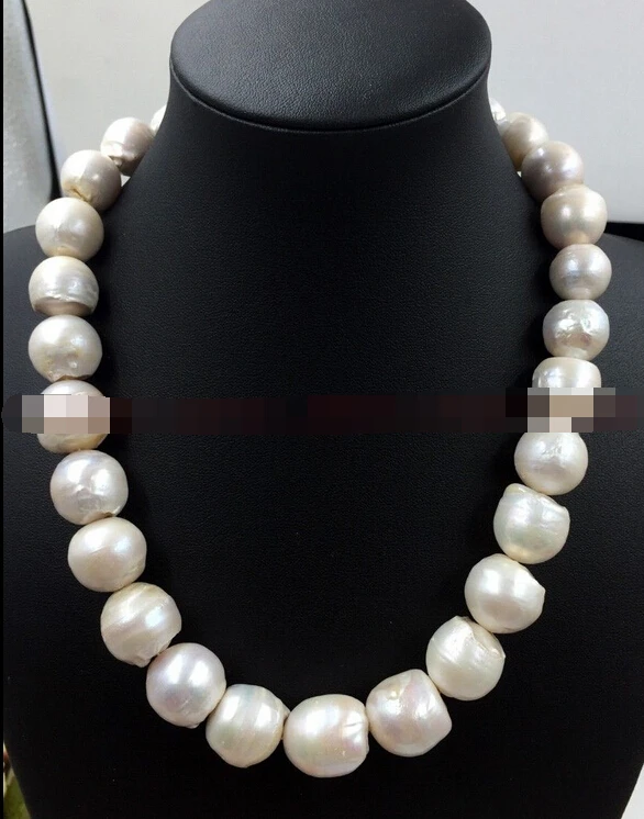 

Jewelr 006453 REAL HUGE AAA SOUTH SEA WHITE BAROQUE 15-18 MM PEARL NECKLACE