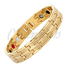 Channah MBS100G: 2017 Hombres 4in1 Imanes Germanio Iones Negativos Infrarrojo Lejano Inoxidable Pulsera de Oro Regalo de La Joyería Envío Gratis