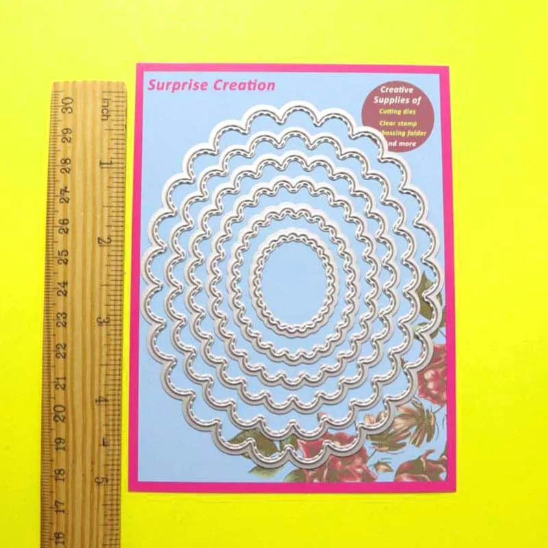 2-Set Cutting dies Circle& Oval with stitch Cardmaking& Scrapbooking DIY Craft stencil