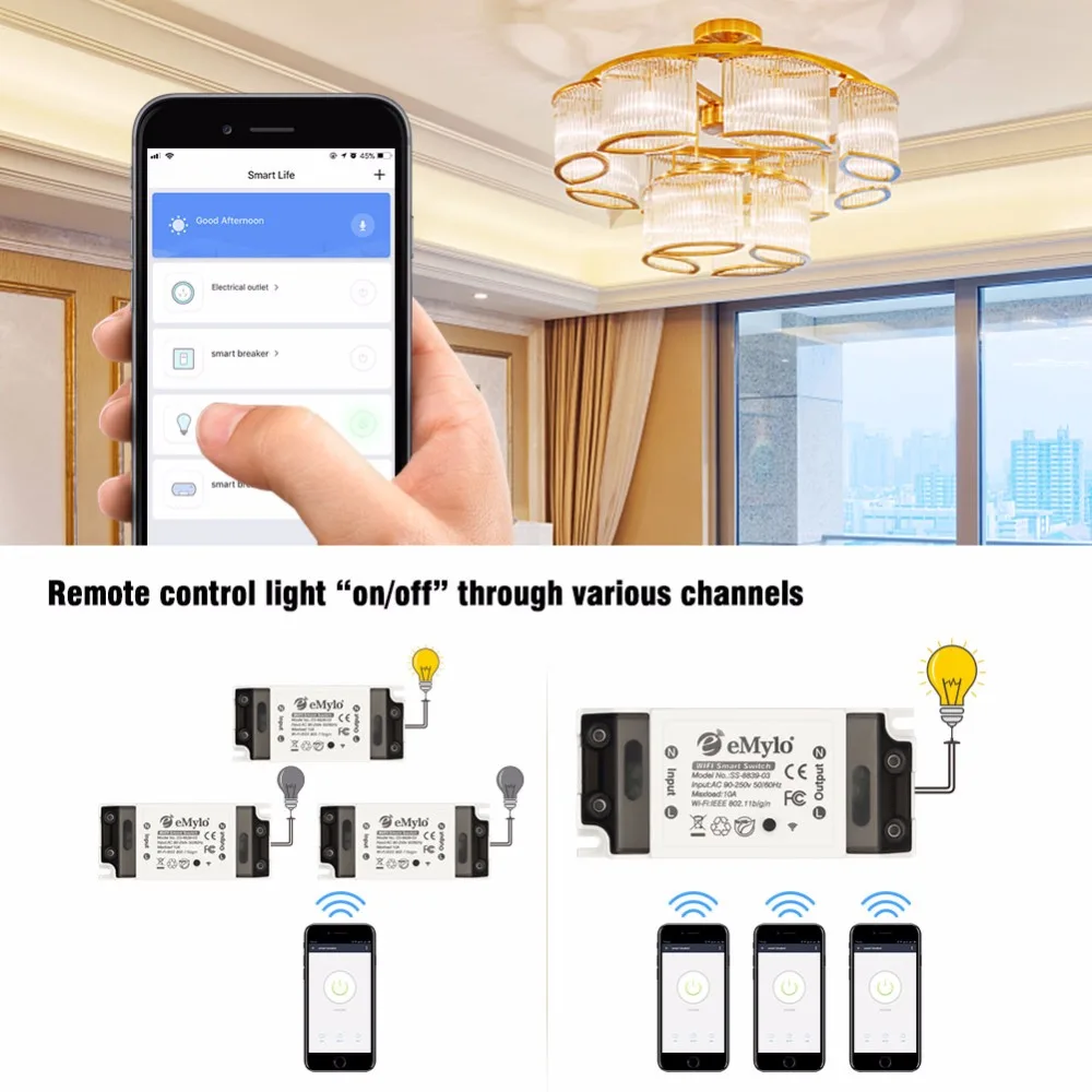 EMylo умная Wifi лампа модуль выключателя беспроводное реле дистанционное