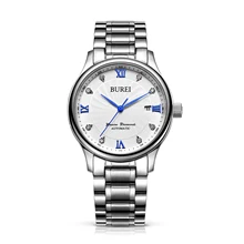 BUREI 1001 Switzerland watches men luxury genuine diamonds Seagull ST1612 automatic self wind calendar stainless steel