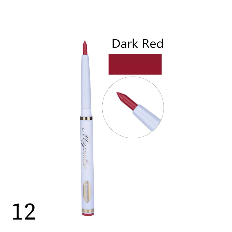 Высокое качество, макияж водостойкий блеск для губ, карандаш для губ, стойкий автоматический матовый Лучший Карандаш для губ, контур для губ, косметический инструмент - Цвет: 12 Dark Red