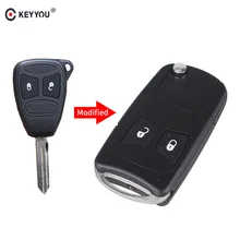 KEYYOU Uncut Ändern Flip Folding remote Key Shell fall fit Für Chrysler 300C PT CRUISER Für Jeep Dodge 2 Große taste