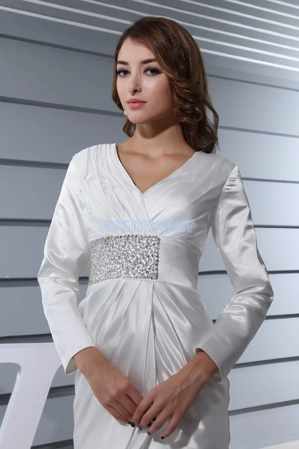 

free shipping elegant 2018 formal gowns short long sleeve white brides maid plus size Mother of the Bride Dresses
