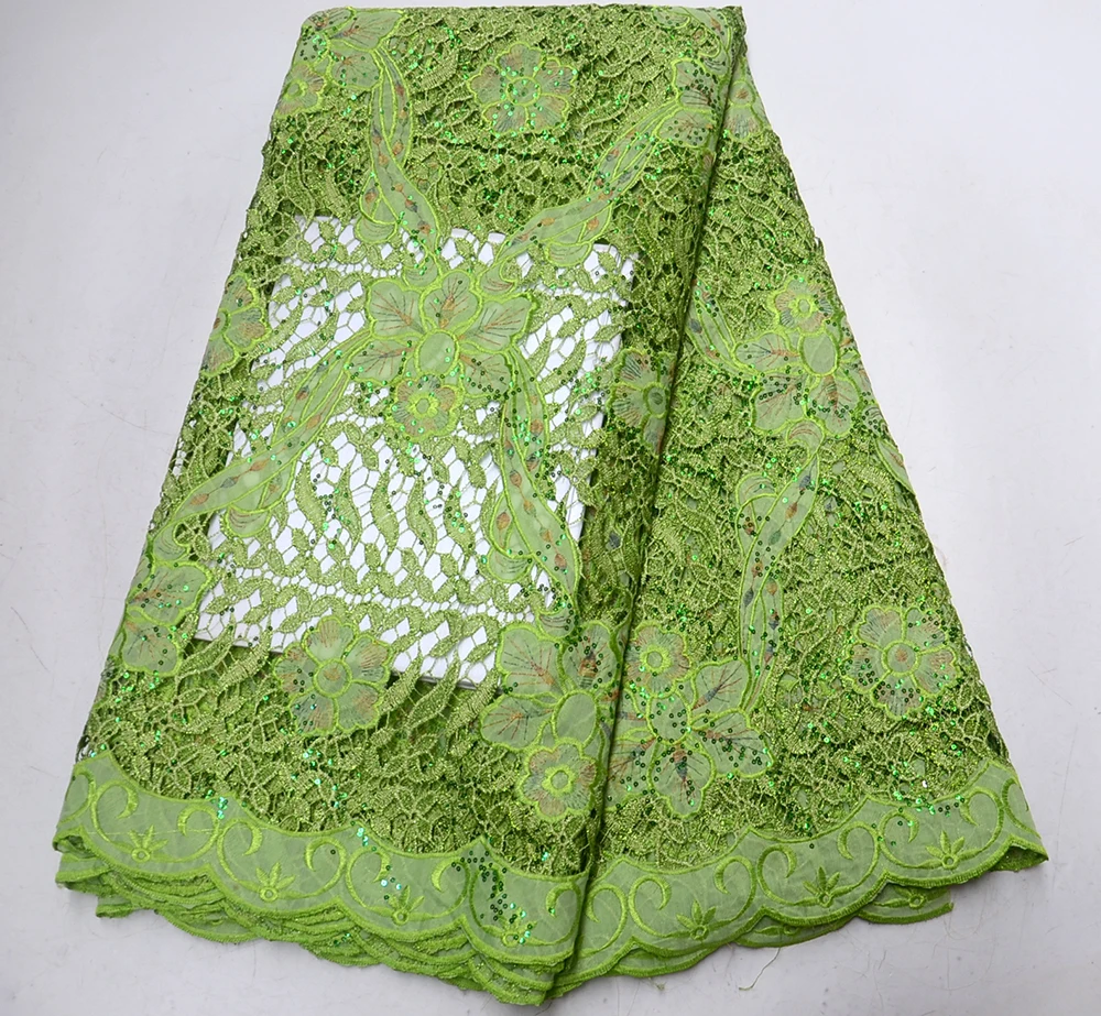 

Hot Selling African Cord Lace Fabric Embroidered Guipure Cord Lace Fabric With Sequins Nigerian Mesh Lace For Dress