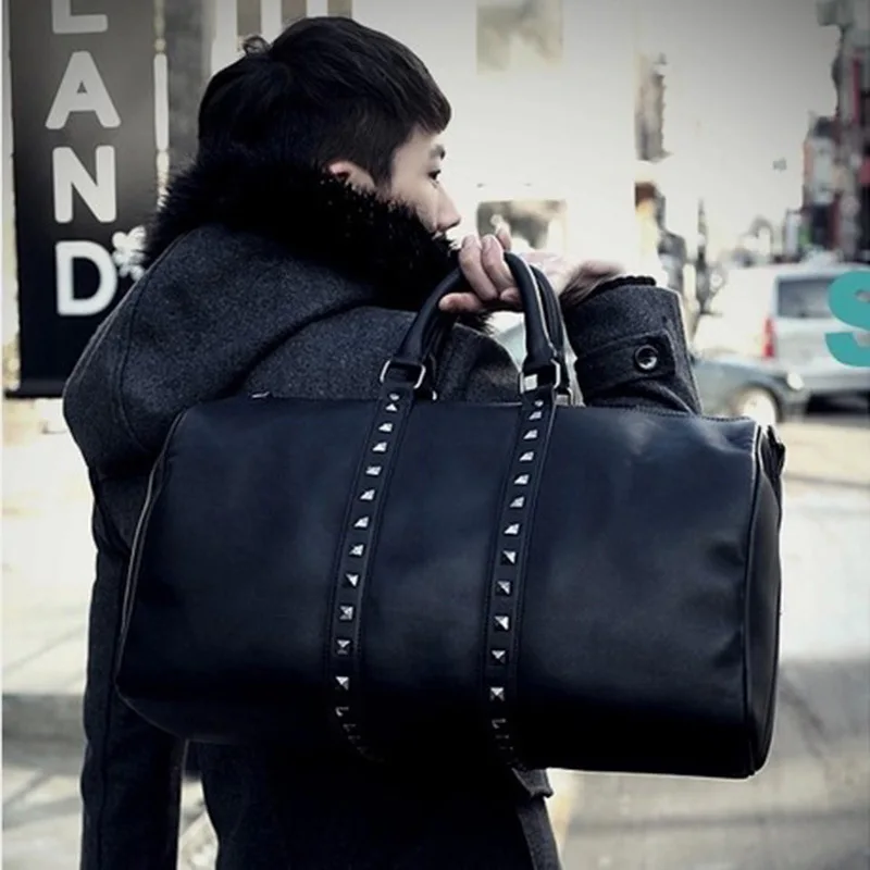 

Large Capacity Men's Travel Shoulder Bag PU Leather VIntage Hight Quality Multifunctional Totes Handbag Zipper Spring Business