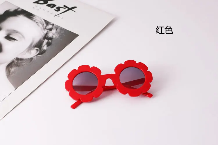 Новые круглые солнцезащитные очки с цветами UV400 для мальчиков и девочек, милые детские солнцезащитные очки N554 - Цвет линз: Red