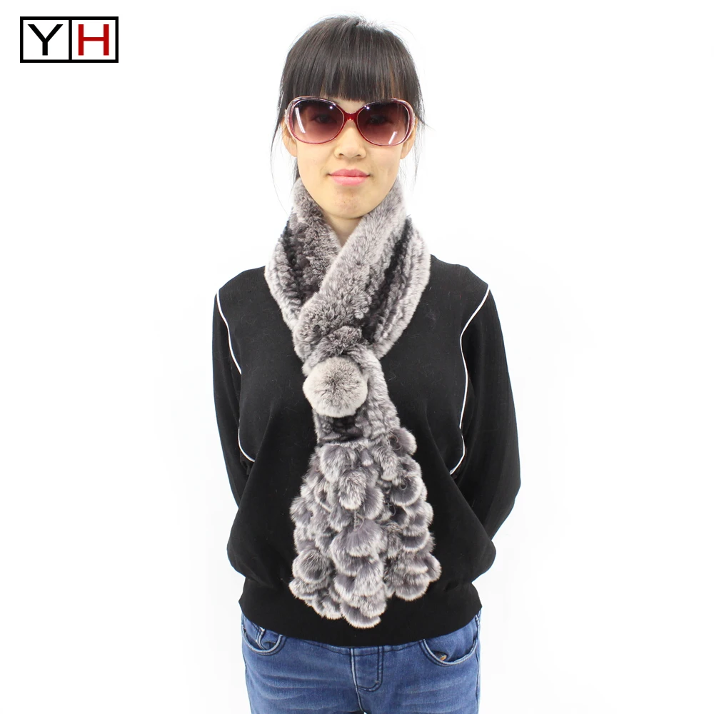 

Fashion Women real Rabbit fur Scarf Ladies Winter Real Rex Rabbit Fur Scarves 93cm*13cm Free shipping