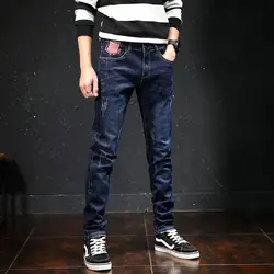 Новинка 2018 г. мужские Модные джинсы бутик бизнес повседневные одежда 2018 уличная полная длина прямые джинсы