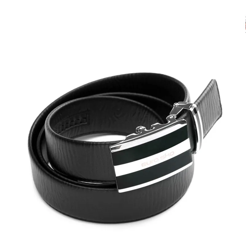 

Quality men style automatic buckle fashion genuine leather belt 3.5cm width real split leather casual waist belt for men