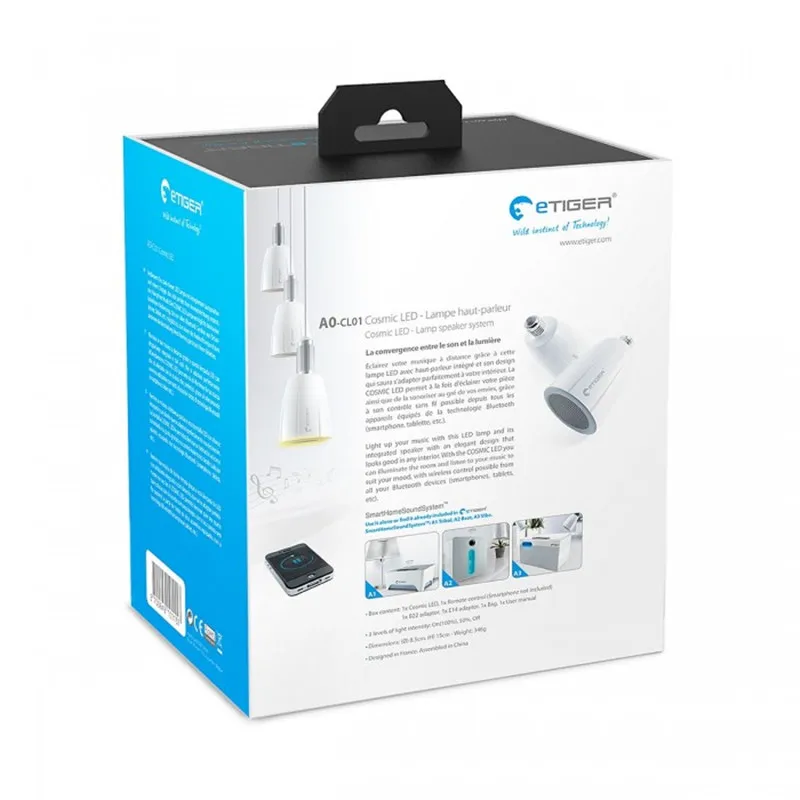 

Etiger eTiger cosmic LED lamp with Bluetooth speaker 60W E27 socket, 3200K For Home/Office