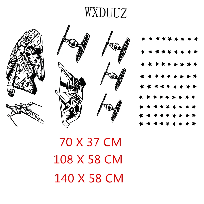 Звезда Плакат войны фотообои с космическим кораблем Настенная Наклейка для мальчика украшения для комнаты девочки Art Decor домашний Декор Съемный стены винила Стикеры A163