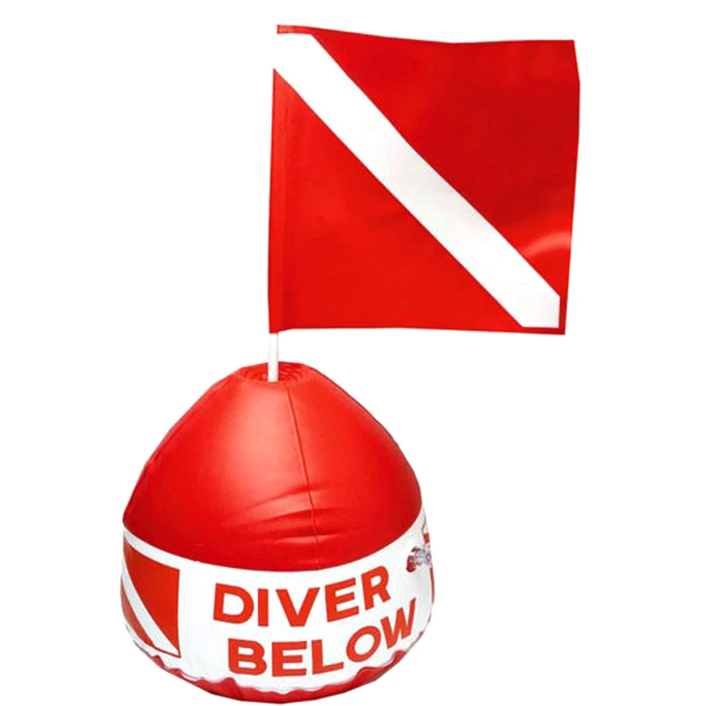 

1 Pcs PVC Surface Marker Buoy Inflatable Float Signal with Red Dive Flag Safety Accessories for Scuba Dive Snorkeling