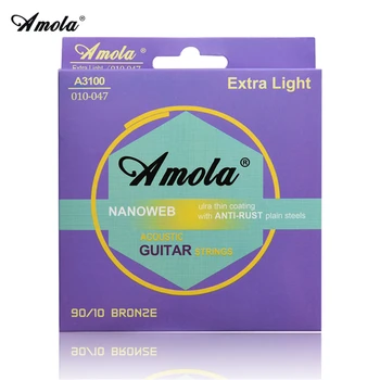 

Acoustic Guitar Strings Set A3100 010 011 012 Extra Light Strings Ultra Thin Coating Normal Wound Steels Musical Instruments