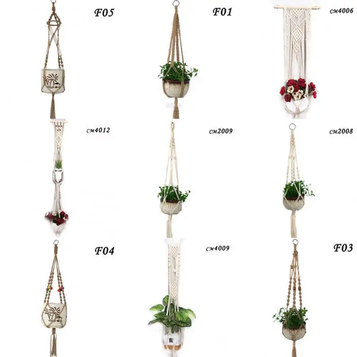 Хлопчатобумажная веревка тканая деревянное кольцо подвесная корзина для цветок горшочное растение может CSV