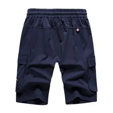 Summer Shorts Fashion New Men's Clothing Polyestero Drawstring Pure Color Printing Loose Sports Shorts z0220