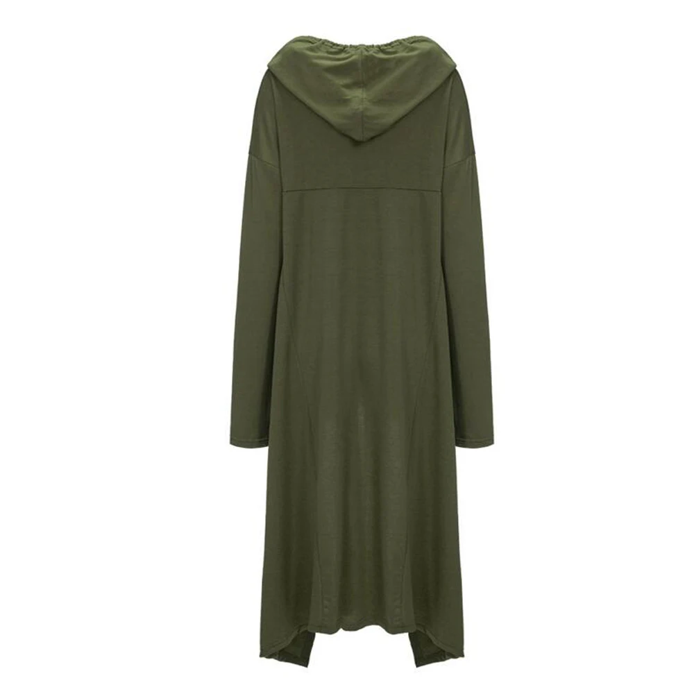 SAUCY ANGELIA Women Army Green Hooded Long Sleeve Maxi Autumn Dress Irregular Stretchy Loose Party Dresses Casual Vestidos XXXXL
