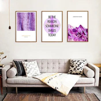 

Amethyst Stone Purple Marblelines Picture Home Decor Poster Print Nordic Canvas Painting For Living Room Wall Art Backdrop D