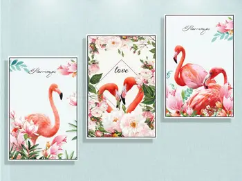 

Nordic Posters and Prin Flamingo Flower Pink Love Decoration Picture For Living Room Wall Art Poster and Prints No Frame