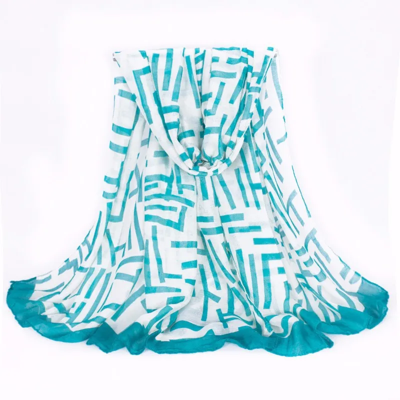 

2019 Fashion Large Striped Print Polyester Lightweight Women Long Soft Spring Scarfs And Shawl 180*90cm