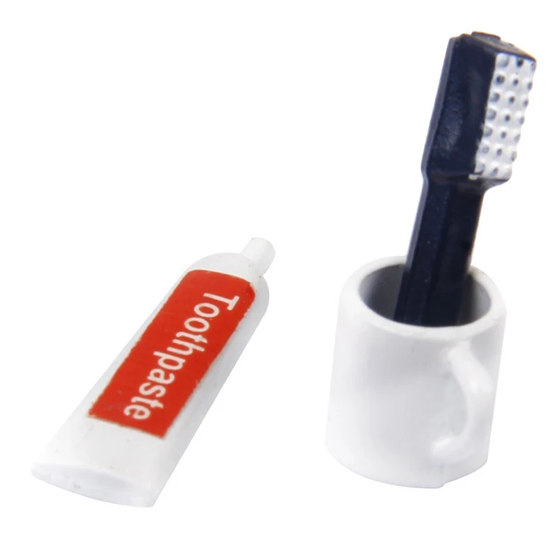

1/12 Doll House Miniature Bathroom Accessory Toothbrush Toothpaste Cup Set 3pcs