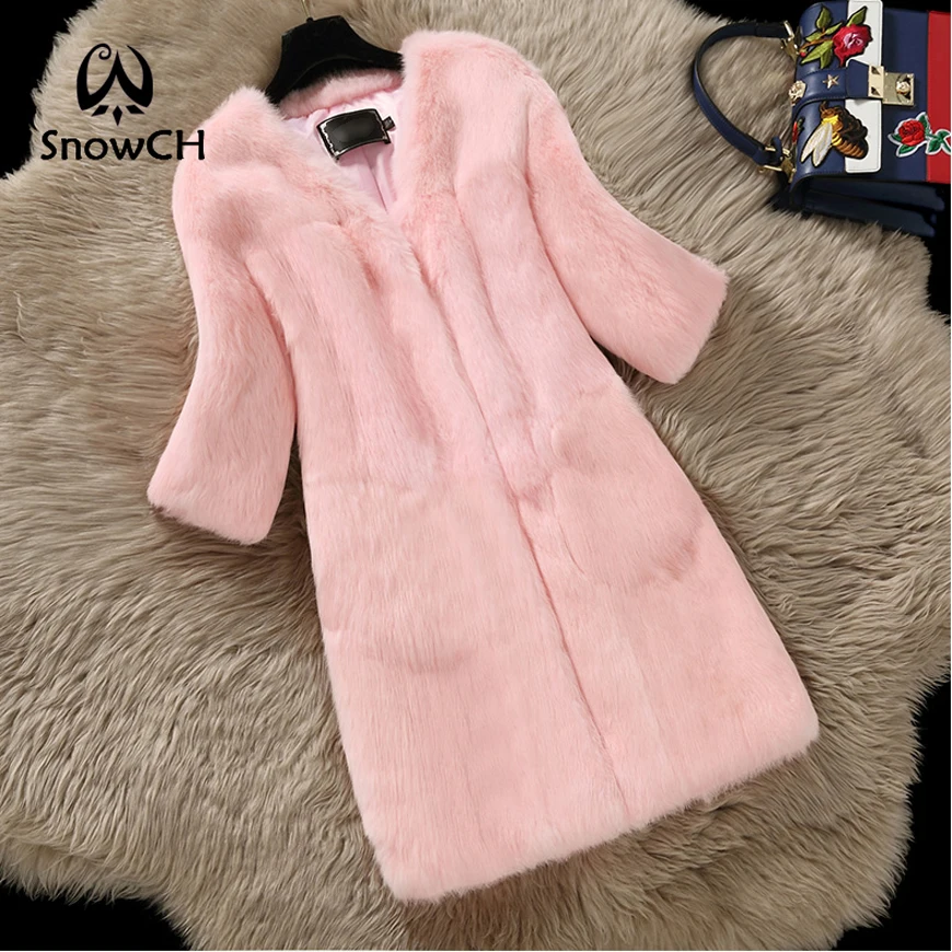 Бесплатная доставка натуральная Шуба из натурального кролика женская зимняя