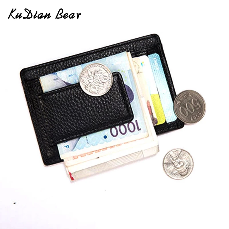 

KUDIAN BEAR Leather Money Clip Wallet Rfid Men Designer Wallets for Credit Card Magnet Carteras Hombre BID017 PM49