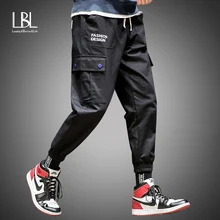 Новые Брюки Харадзюку, мужские хлопковые брюки с карманами, модные мужские брюки карго, осень, хип-хоп Уличная одежда, повседневные эластичные камуфляжные брюки