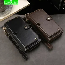 LoveCase Universal Mltifunction Leather Wallet Pouch Phone Bag For iphone X 6S 7 8 plus Real leather Case Supports 1-6.5 inch