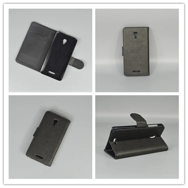 

For Alcatel One Touch Pop Star 3G 5022X 5022D 5022 lizhi leather case stand function for with 2 Card Holder and pouch slot