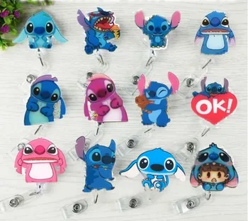 

New Cute cartoon ID Holder Name Tag Card key Badge Holder Retractable Round Solid Translucent ID Holder