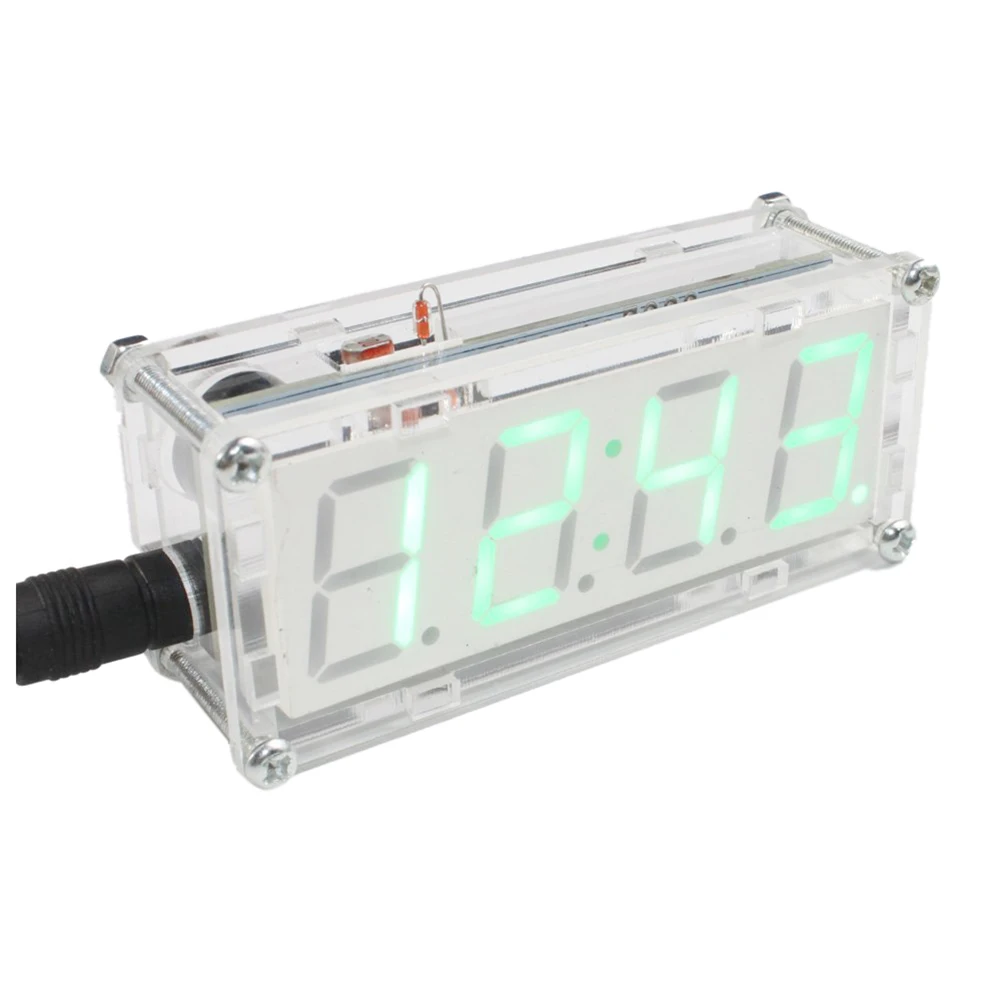 

DIY LED Electronic Clock Kit Microcontroller Digital Tube Clock with Thermometer Hourly Chime Function DIY Kit Module green