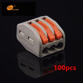 

100 Pcs PCT-213 3 Pin Universal compact wire wiring connector conductor terminal block with lever connector