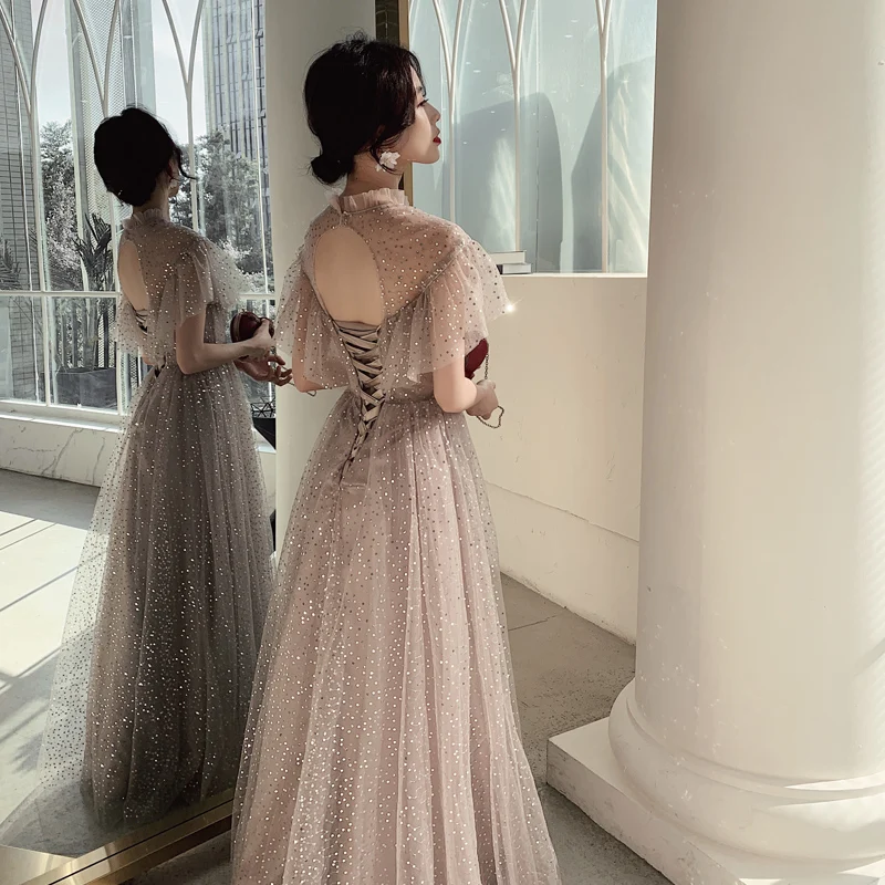 Sexy Backless Evening Dresses Long 2019 Summer Luxury Sequined Tulle Ball Gown Formal Dresses For Women Plus Size Sexy Backless Evening Dresses Long 2019 Summer Luxury Sequined Tulle Ball Gown Formal Dresses For Women Plus Size