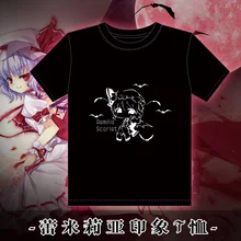TouHou Project Ремилия Скарлет аниме унисекс футболка Летняя хлопковая рубашка с короткими рукавами футболки красивый узор Цвет Черный 1