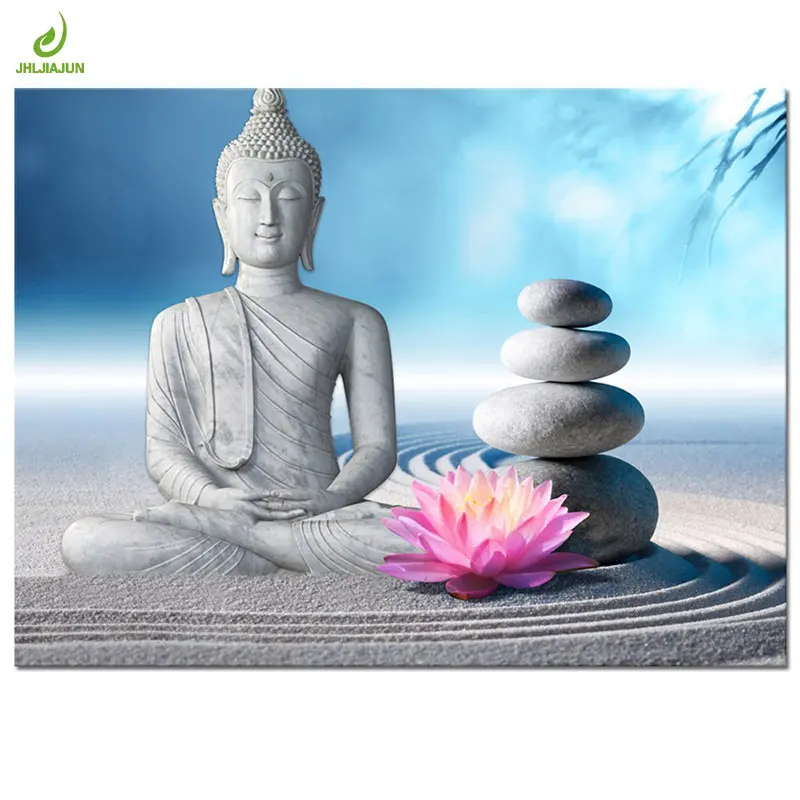 JHLJIAJUN Modern Sandstone Flower Peace Minimalist Buddha Canvas