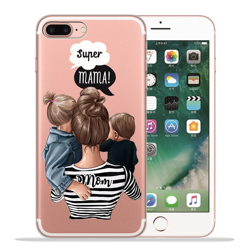 Модный чехол для телефона Super mom Dad Girl для iPhone 8, 7, 6, 6S Plus, X, XS, MAX, XR 10, мягкий силиконовый чехол Etui - Цвет: 01