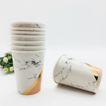 

40pcs Pink Marble Paper Cups Home Party Juice Beverage Disposable Drinking Cup Wedding Engagement Bridal Shower Party Decoration