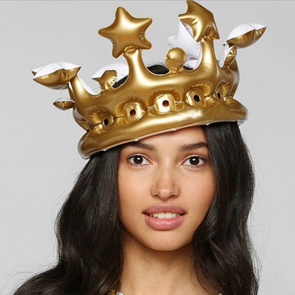 

1PCS Inflatable Gold Crown King Queen The Day Costume Party Halloween Birthday Decor