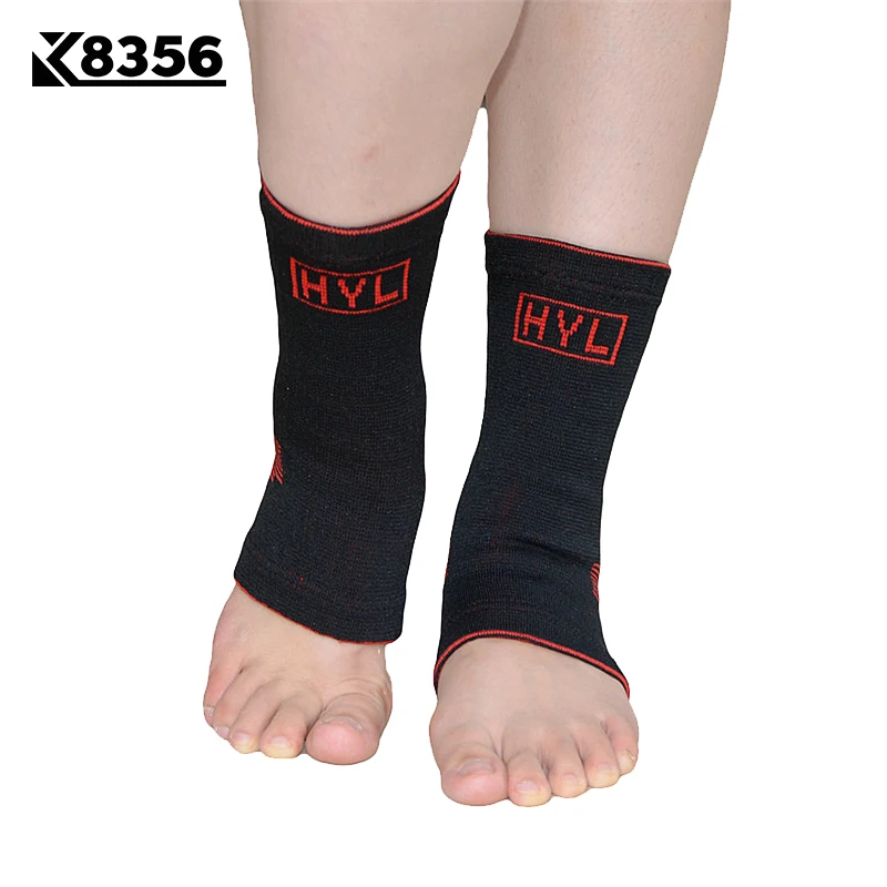 

K8356 Nylon Knit Ankle Support Elastic Breathable Ankle Guard Volleyball Anti-sprained Sports Safety Ankle Protection Black