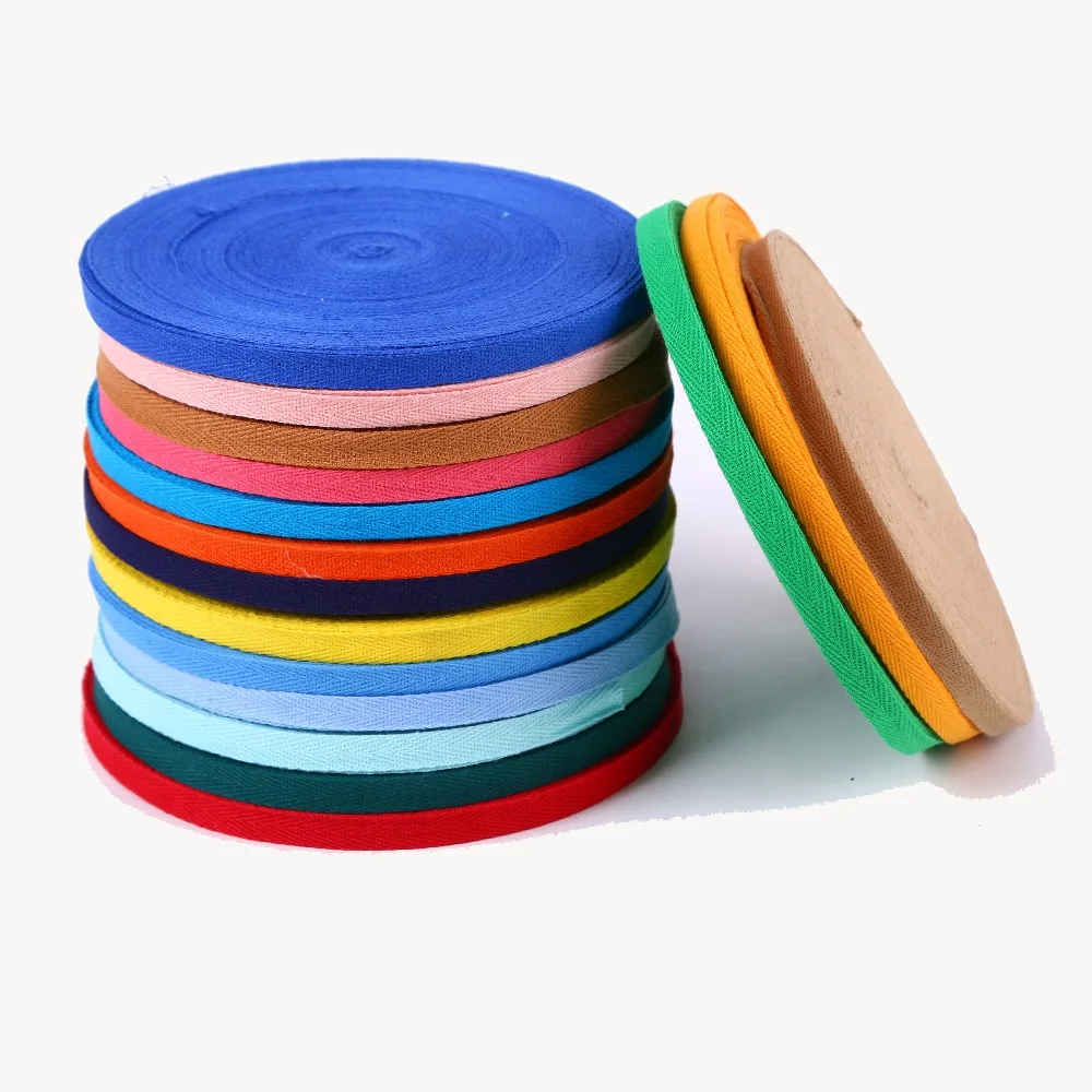 

3/8'(10mm) 50Yard/lot Cotton Solid Color Herringbone Tie Edging Belt Braided Belt Backpack Belt Belt Colorful Lace Decoration