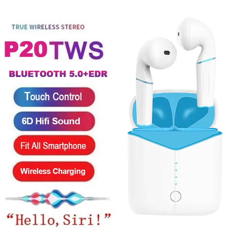 

HobbyLane P20 TWS Bluetooth 5.0 Wireless Earphone Super Bass Headset with Wireless Charging for Huawei iPhone d25