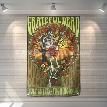 

Hippie Heavy Metal Rock Music Poster Banners Music Studio Wall Decoration Hanging Art Waterproof Cloth Polyester Fabric Flags