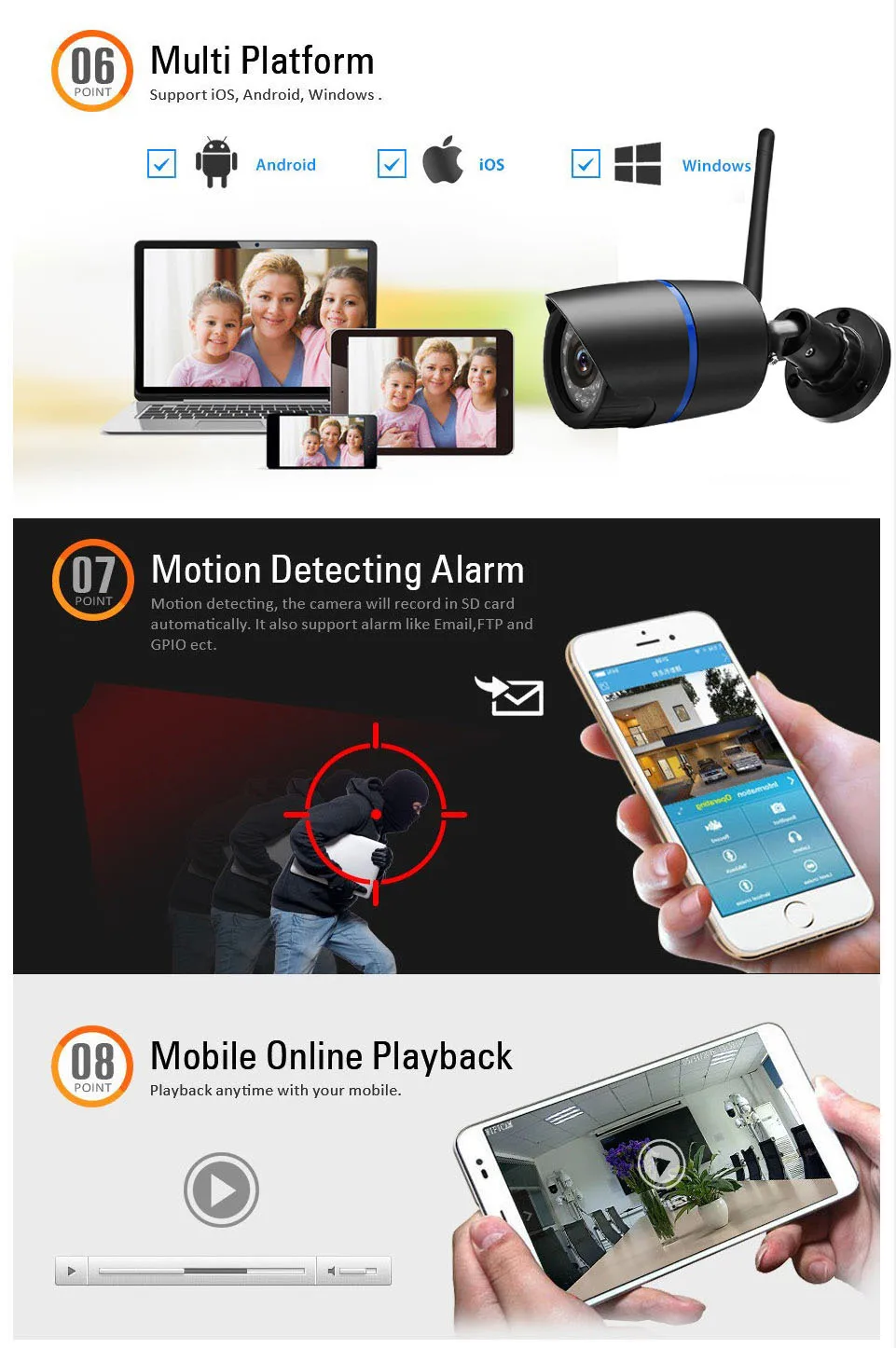 HD 1080P ip-камера, уличная, WiFi, домашняя камера безопасности, 720 P, беспроводная камера наблюдения, Wi Fi, пуля, водонепроницаемая IP Onvif камера
