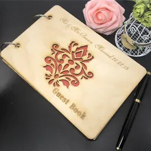 

Custom Wood Guest Book Rustic Wedding Photo Album Gift Personalised Bride & Groom Wooden Kraft Signature Guest Book