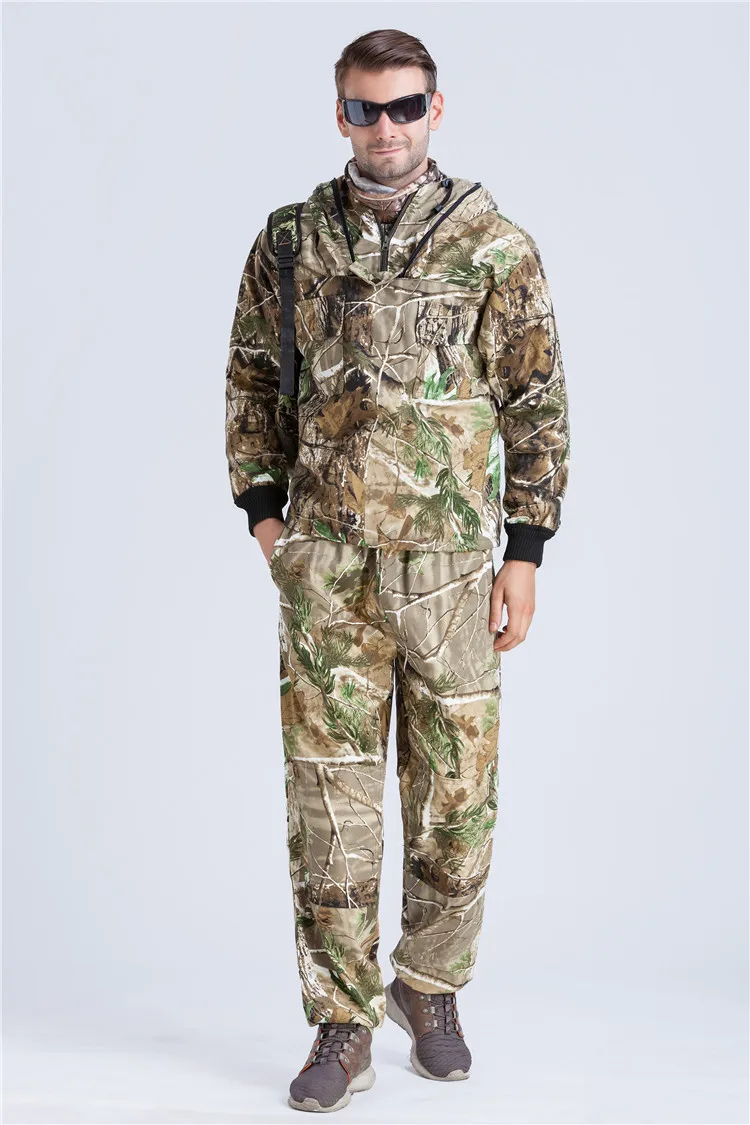 2017 птица одежда Камуфляжный костюм Bionic Камуфляж Охота куртка Штаны с капюшоном