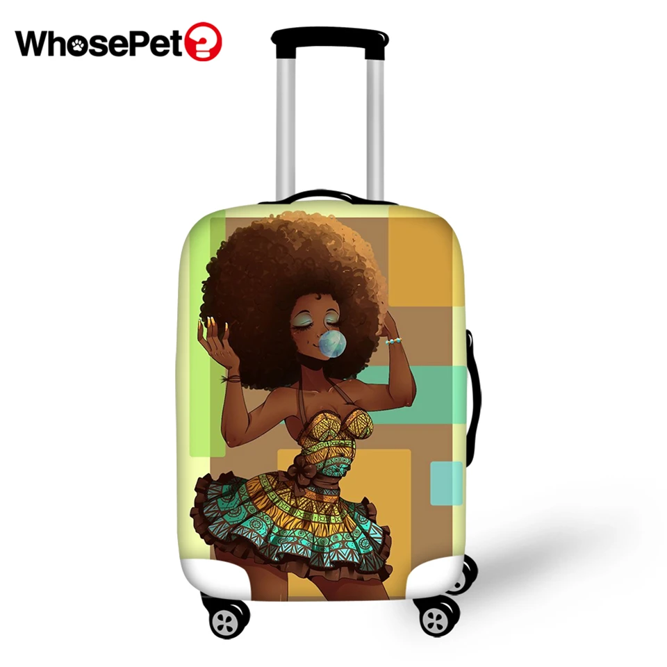 

WHOSEPET Travel Luggage Protective Cover African Girls Prints Travel Luggage Cover Dust-proof Anti-scratch Suitcase Thick Covers
