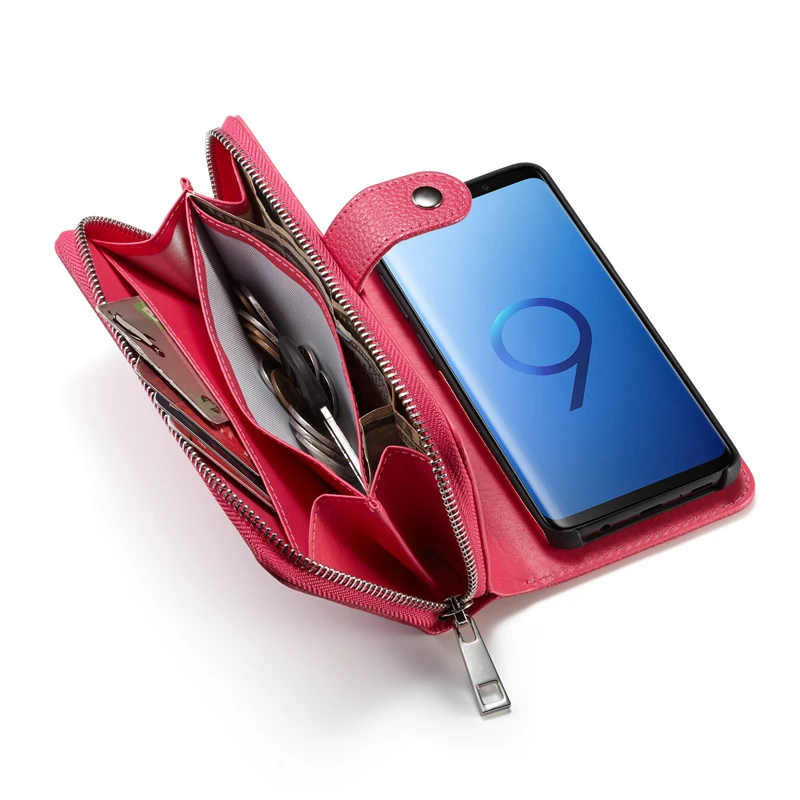 Роскошный кожаный чехол-кошелек на молнии для samsung Galaxy S7 edge S9 S8 S10 Plus S10e Note 8 9 10 10 Pro Магнитный чехол для телефона